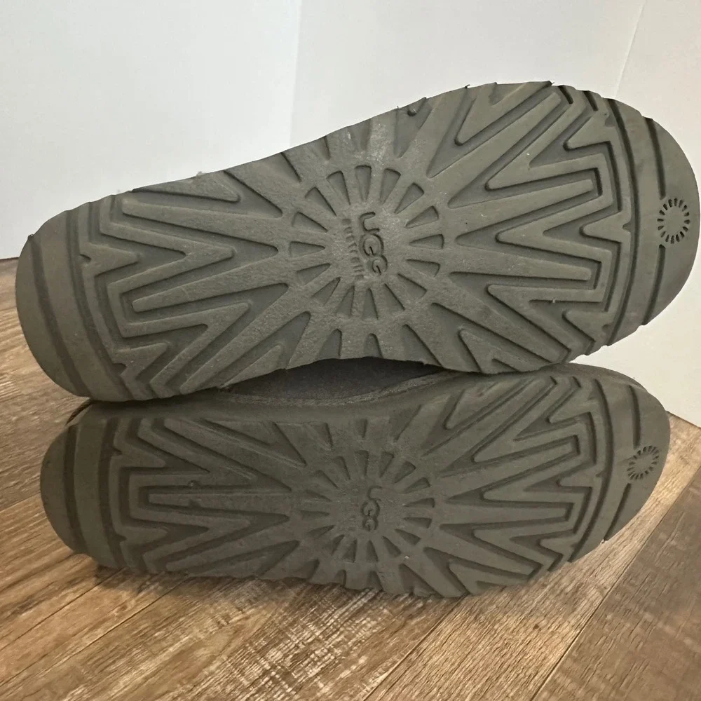 UGG‎ Australia Bailey Bow II Grey Suede Mid Calf Boots Womens Double Bows